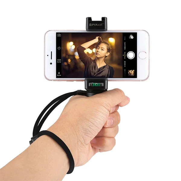 PULUZ Video Grip Telefon Elde Tutucu+ Bileklik Tripod Adaptörü-(5775) - Siyah