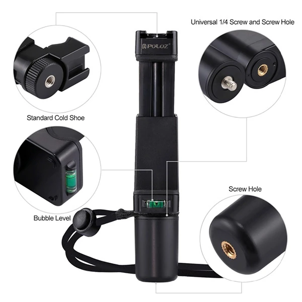 PULUZ Video Grip Telefon Elde Tutucu+ Bileklik Tripod Adaptörü-(5775) - Siyah