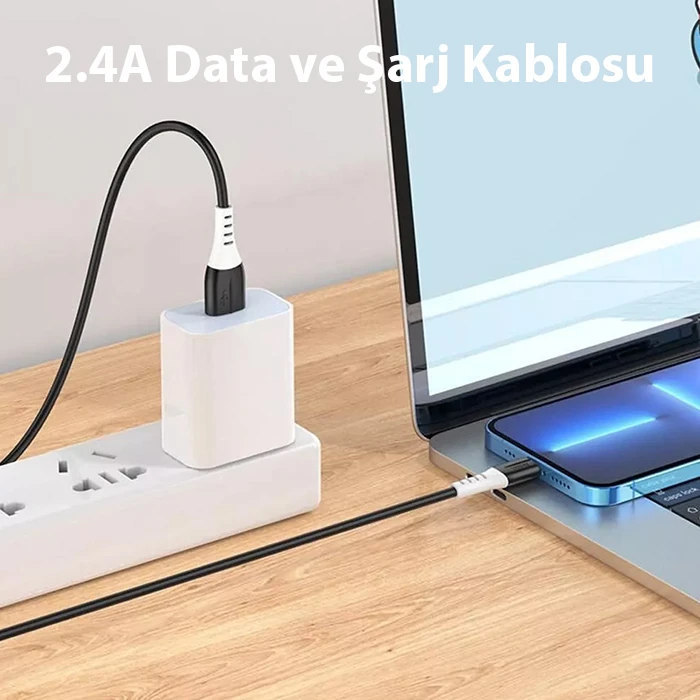 HOCO X82 iPhone Lightning to USB 2.4A Silikon Data ve Şarj Kablosu-(5775) - Beyaz