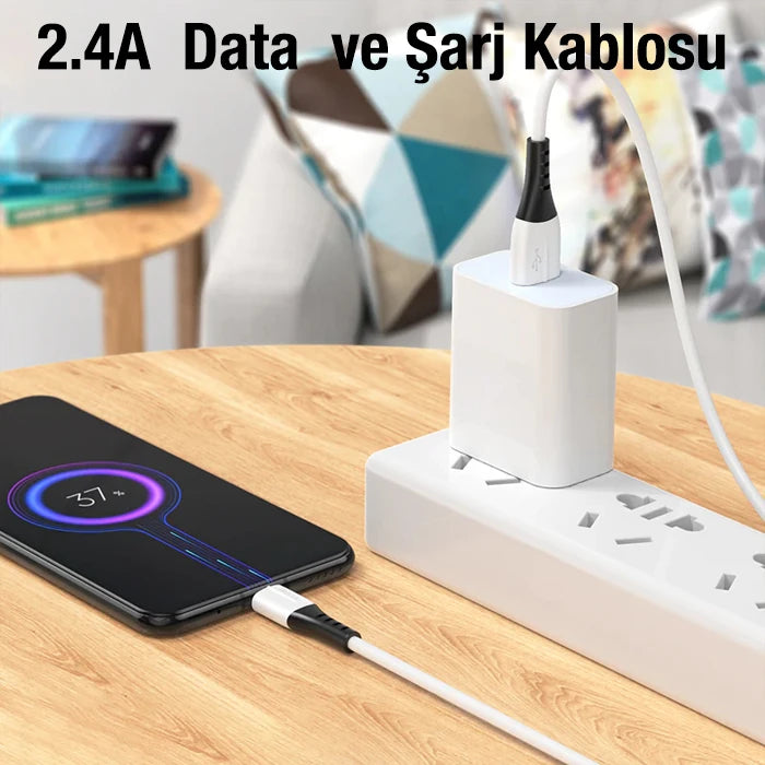HOCO X82 iPhone Lightning to USB 2.4A Silikon Data ve Şarj Kablosu-(5775) - Siyah