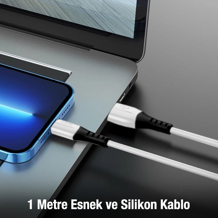 HOCO X82 iPhone Lightning to USB 2.4A Silikon Data ve Şarj Kablosu-(5775) - Siyah