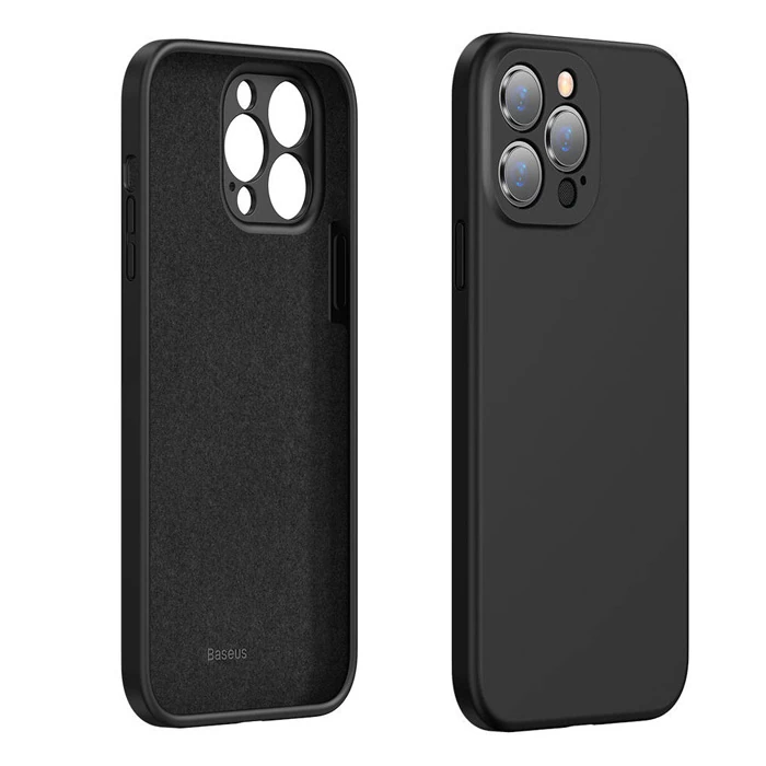 Baseus Liquid iPhone 13 Pro Max Kılıf Kamera Korumalı İçi Kadife Silikon Kılıf-(5775) - Mavi