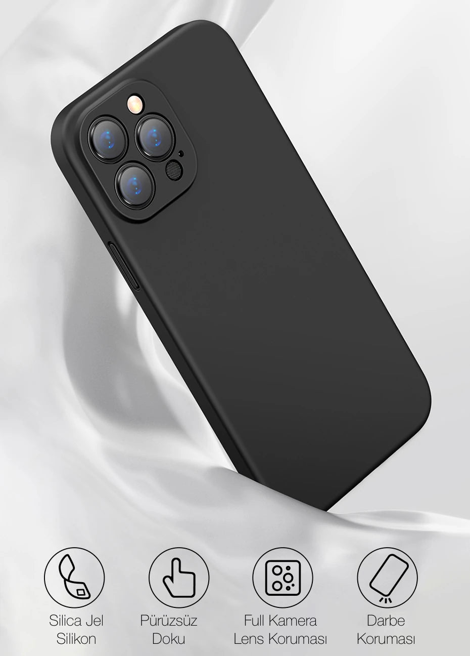 Baseus Liquid iPhone 13 Pro Max Kılıf Kamera Korumalı İçi Kadife Silikon Kılıf-(5775) - Mavi