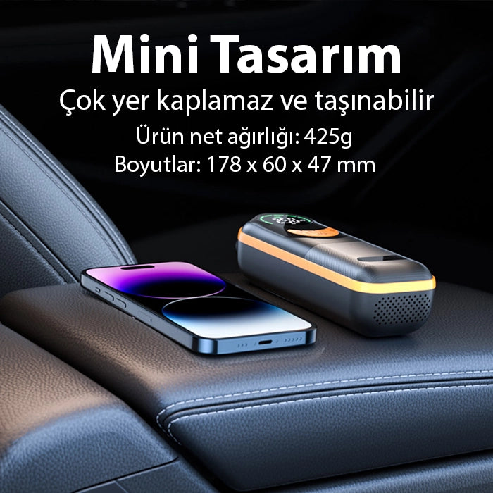 ALLY ST-5520 Dijital Basınç Göstergeli Oto Lastik Şişirme Pompası Hava Kompresörü-(5775) - Siyah