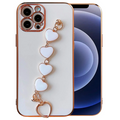 Ally iPhone 13 Pro Max 6.7inç Kılıf Kalp Bileklik Tutuculu Lüx Silikon Askılı Kılıf-(5775) - Pembe