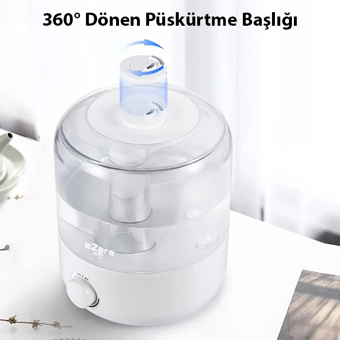 EZERE Yatak Odası için Üstten Doldurmalı 25 L Büyük Su TankıOtomatik Kapanma Sessiz Soğuk Sisli Nemlendirici-(5775) - Beyaz