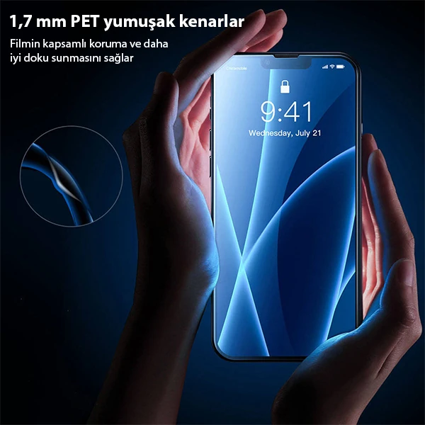 Baseus iPhone 13 Mini 0.23mm Full Kavisli Ekran Koruyucu Cam 2 Adet-(5775) - Siyah