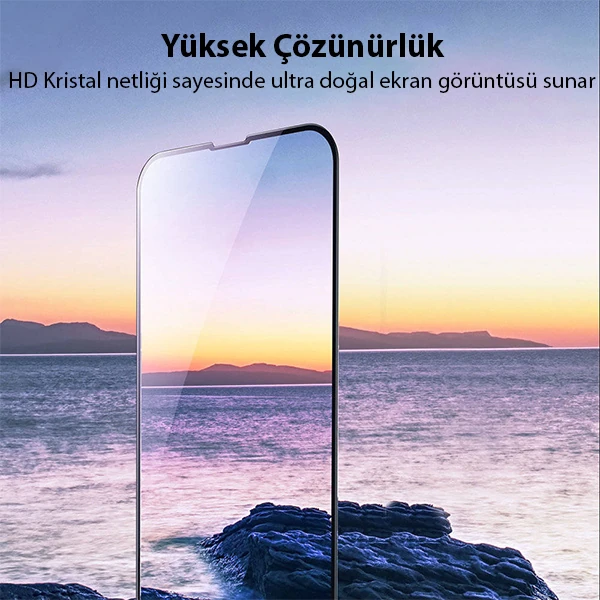Baseus iPhone 13 Mini 0.23mm Full Kavisli Ekran Koruyucu Cam 2 Adet-(5775) - Siyah