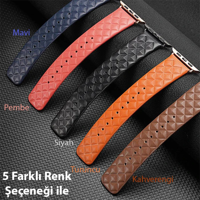 Dux Ducis Apple Watch 38/40/41MM için Enland Serisi Premium Deri Kayış Kordon-(5775) - Siyah