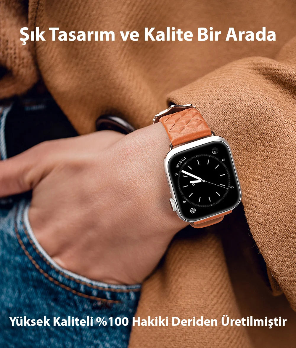 Dux Ducis Apple Watch 38/40/41MM için Enland Serisi Premium Deri Kayış Kordon-(5775) - Siyah