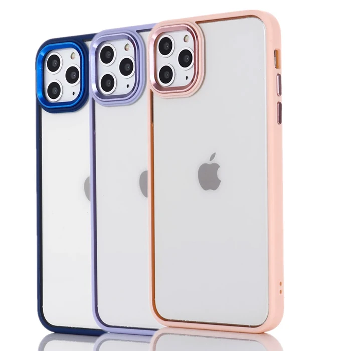 Ally iPhone 13 Pro Max 6.7inç Kılıf Parlak Renkli Çerçeveli Ultra Lüx TPU Silikon Kılıf-(5775) - Siyah