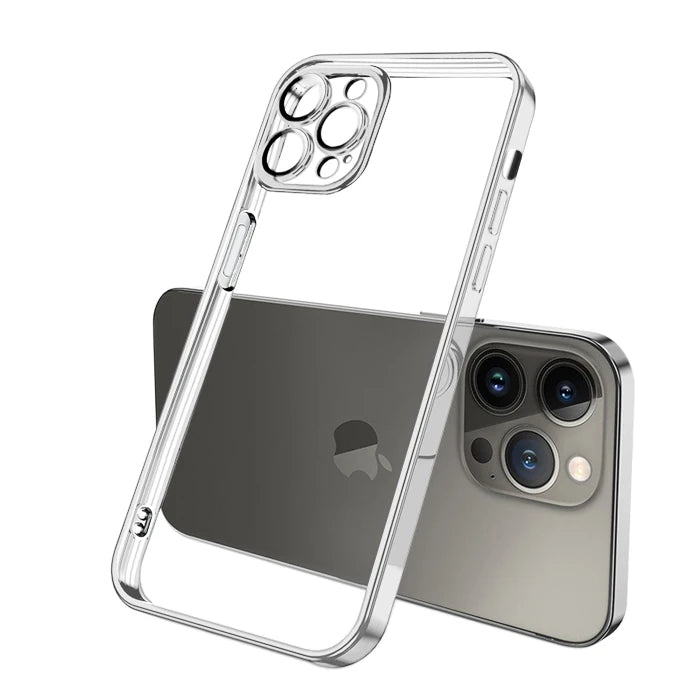 ALLY Fashion Series iPhone 13 Pro Max Kılıf Renkli Kenar Lazer Çerçeveli Silikon Kılıf-(5775) - Rose Gold