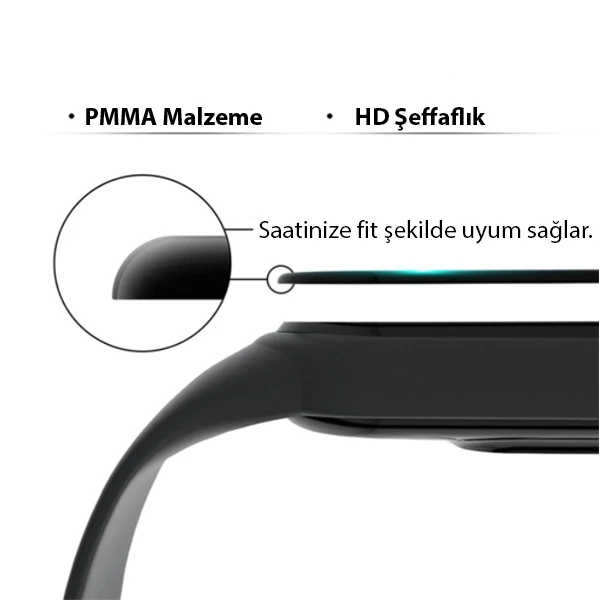 Sm Galaxy Watch 4 40mm 3D Full Kaplama Ekran Koruyucu PET+PMMA-(5775) - Siyah