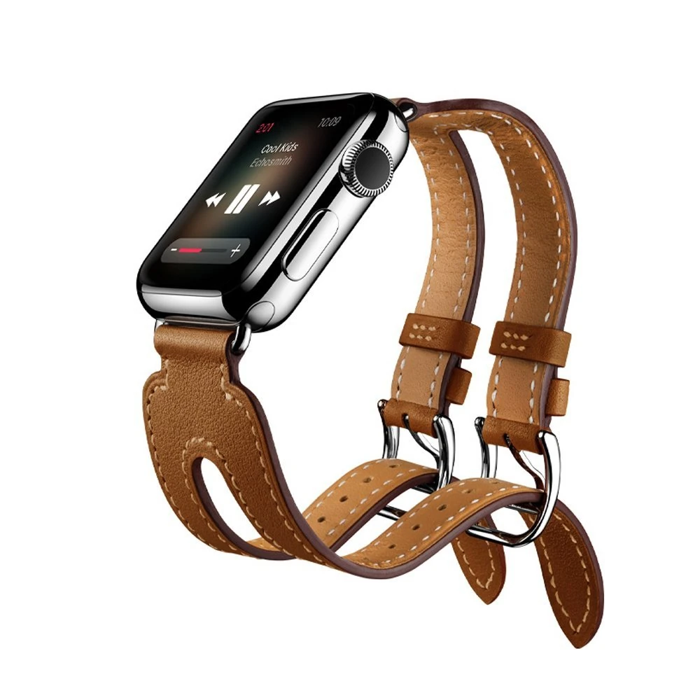 Ally Apple Watch 7-8 41mm 6-5-4 40mm Çift Kayış Kordon Kayış 3-2-1 38mm-(5775) - Siyah