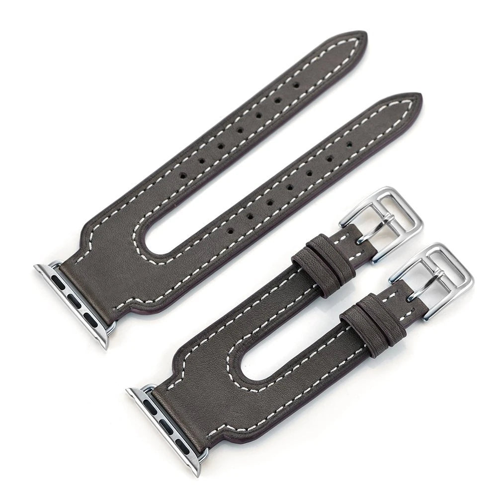 Ally Apple Watch 7-8 41mm 6-5-4 40mm Çift Kayış Kordon Kayış 3-2-1 38mm-(5775) - Siyah