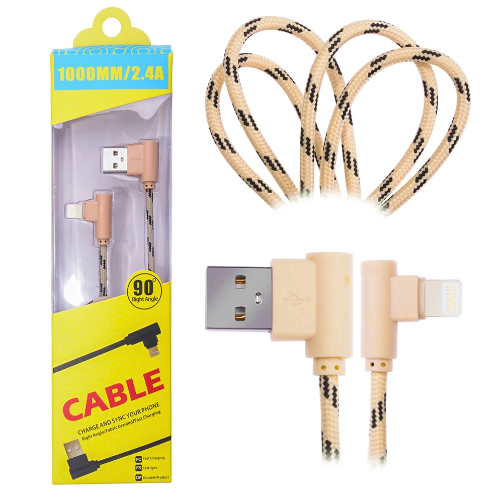 Ally İphone Lightning  Eğik Başlı Halat Usb Kablo 1metre-(5775) - Gold
