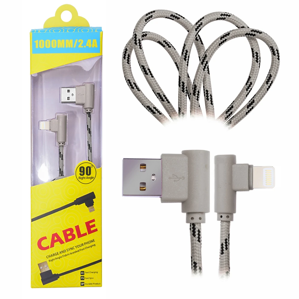 Ally İphone Lightning  Eğik Başlı Halat Usb Kablo 1metre-(5775) - Gold