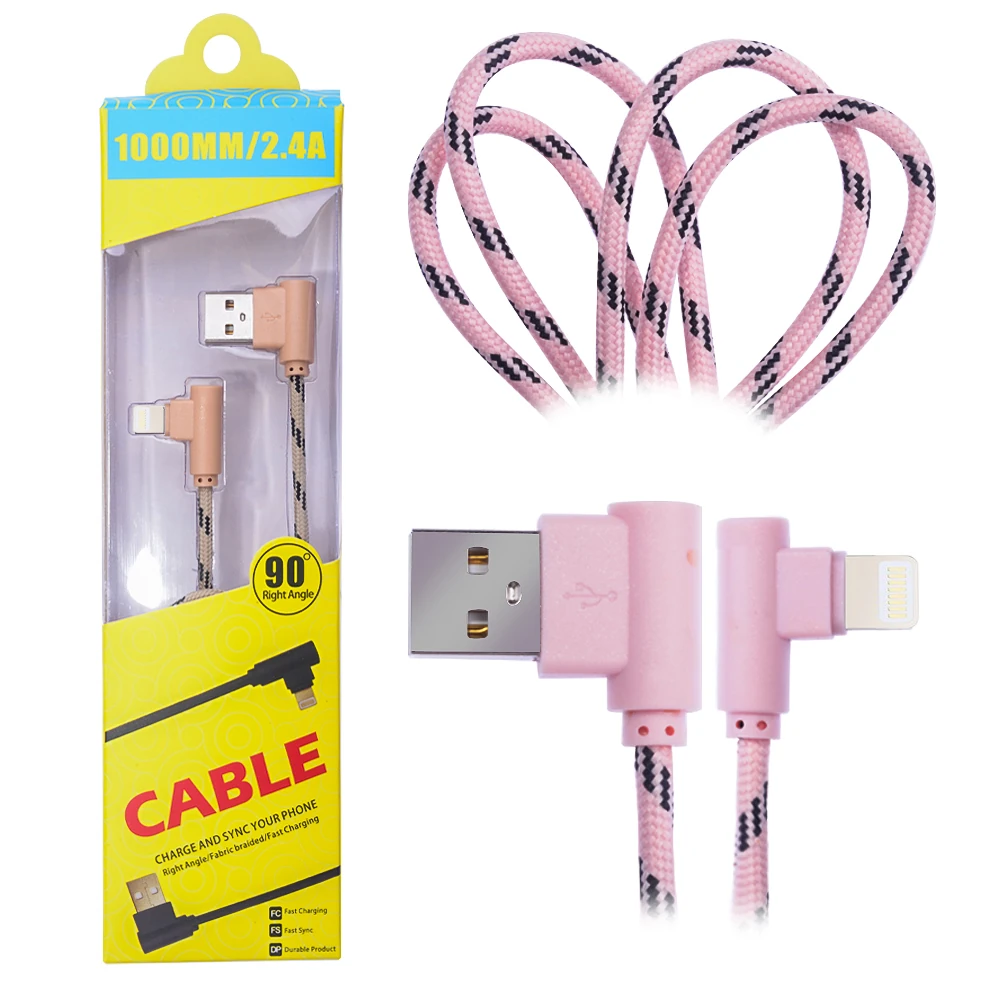 Ally İphone Lightning  Eğik Başlı Halat Usb Kablo 1metre-(5775) - Gold