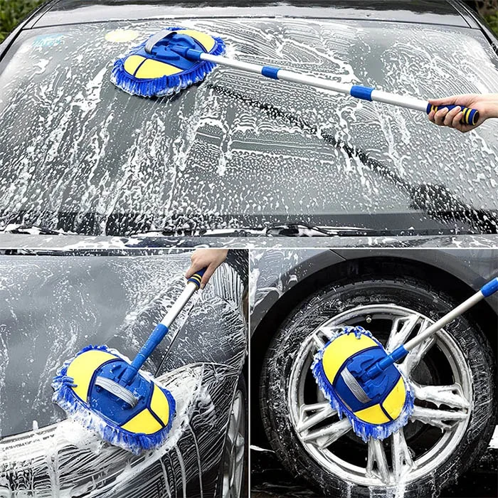 ALLY Mikrofiber Dönebilen Püsküllü Araba Yıkama Ve Temizleme Fırçası-(5775) - Mavi