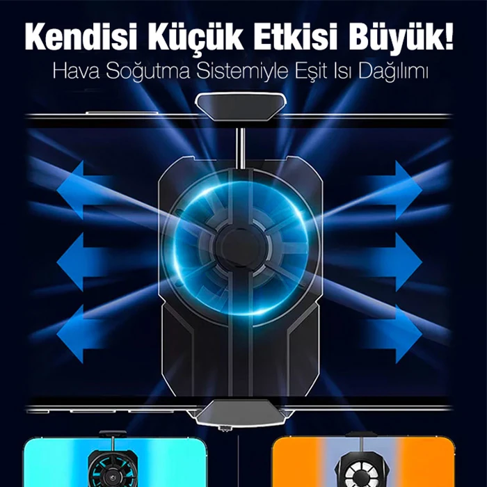 MEMO FL-A2 Hava Soğutmalı Cep Telefon Soğutma Fanı Radyatör Soğutucu-(5775) - Siyah
