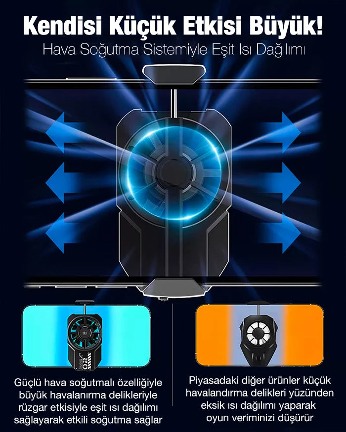 MEMO FL-A2 Hava Soğutmalı Cep Telefon Soğutma Fanı Radyatör Soğutucu-(5775) - Siyah