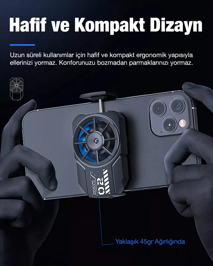 MEMO FL-A2 Hava Soğutmalı Cep Telefon Soğutma Fanı Radyatör Soğutucu-(5775) - Siyah