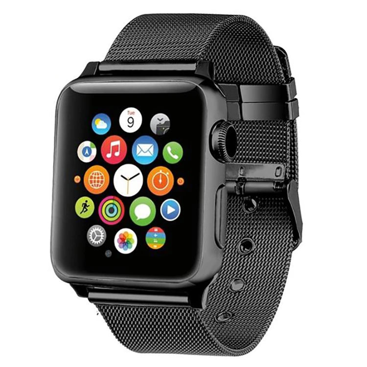 Ally Apple Watch 7-8 45mm 6-5-4 44mm Watch Ultra 49mm Kayış Kordon Çelik Klasik Toka 3-2-1 42mm-(5775) - Siyah