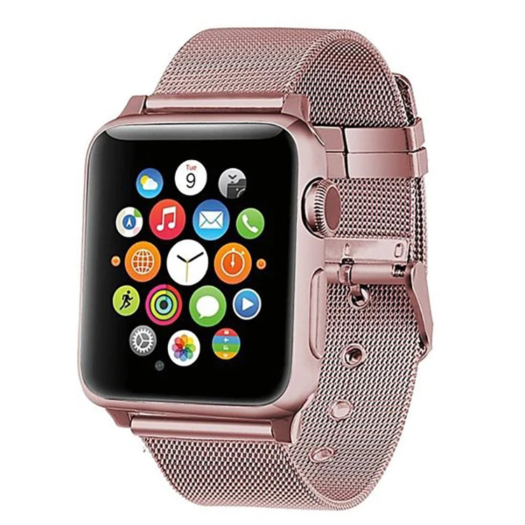 Ally Apple Watch 7-8 45mm 6-5-4 44mm Watch Ultra 49mm Kayış Kordon Çelik Klasik Toka 3-2-1 42mm-(5775) - Siyah