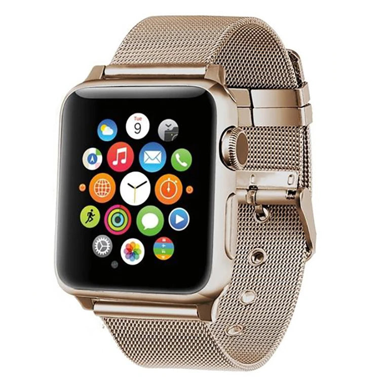 Ally Apple Watch 7-8 45mm 6-5-4 44mm Watch Ultra 49mm Kayış Kordon Çelik Klasik Toka 3-2-1 42mm-(5775) - Siyah