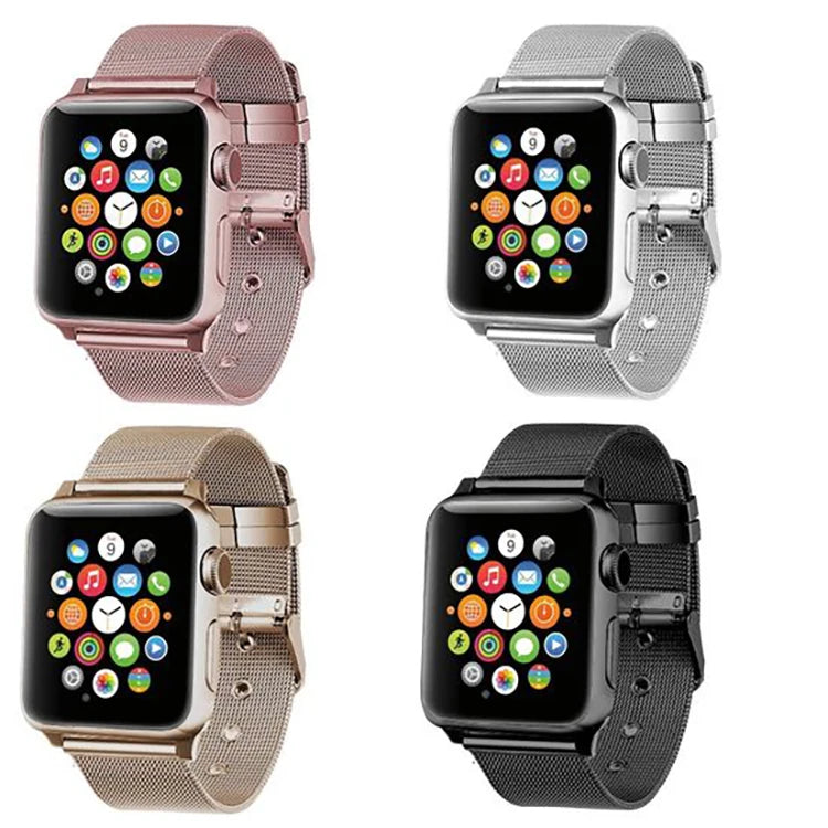 Ally Apple Watch 7-8 45mm 6-5-4 44mm Watch Ultra 49mm Kayış Kordon Çelik Klasik Toka 3-2-1 42mm-(5775) - Siyah