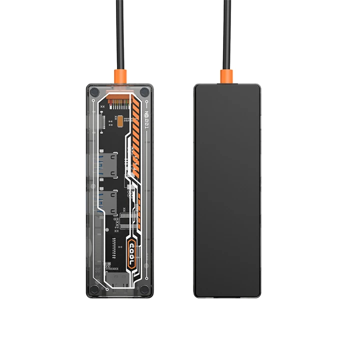ALLY 6in1 Type-c To USB3.0 + USB2.0 + Type-c PD 100W + SD + TF + HDMI  Çoğaltıcı Transparan Hub-(5775) - Şeffaf 2