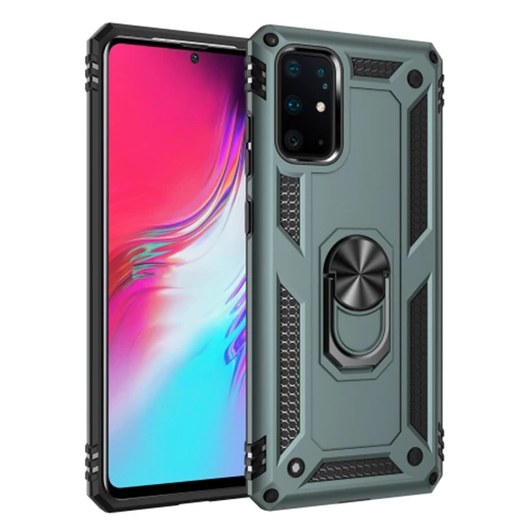Ally Sm Galaxy S20 Yüzüklü Kılıf Armor Shockproof Ring kılıf-(5775) - Siyah