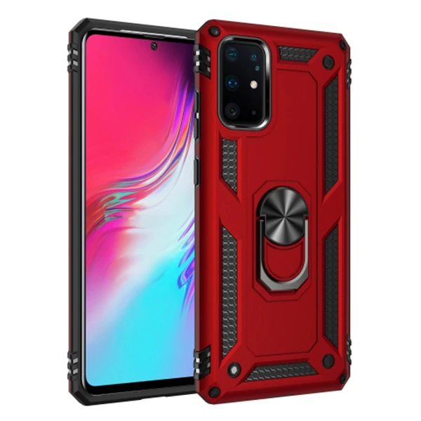 Ally Sm Galaxy S20 Yüzüklü Kılıf Armor Shockproof Ring kılıf-(5775) - Siyah