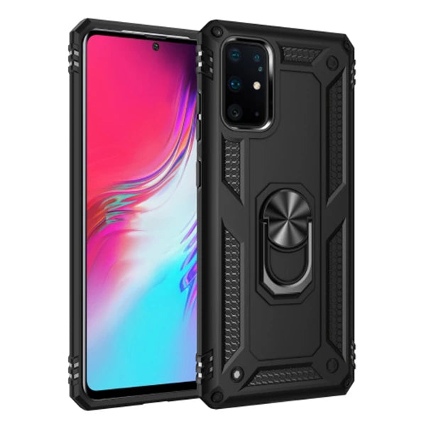 Ally Sm Galaxy S20 Yüzüklü Kılıf Armor Shockproof Ring kılıf-(5775) - Siyah