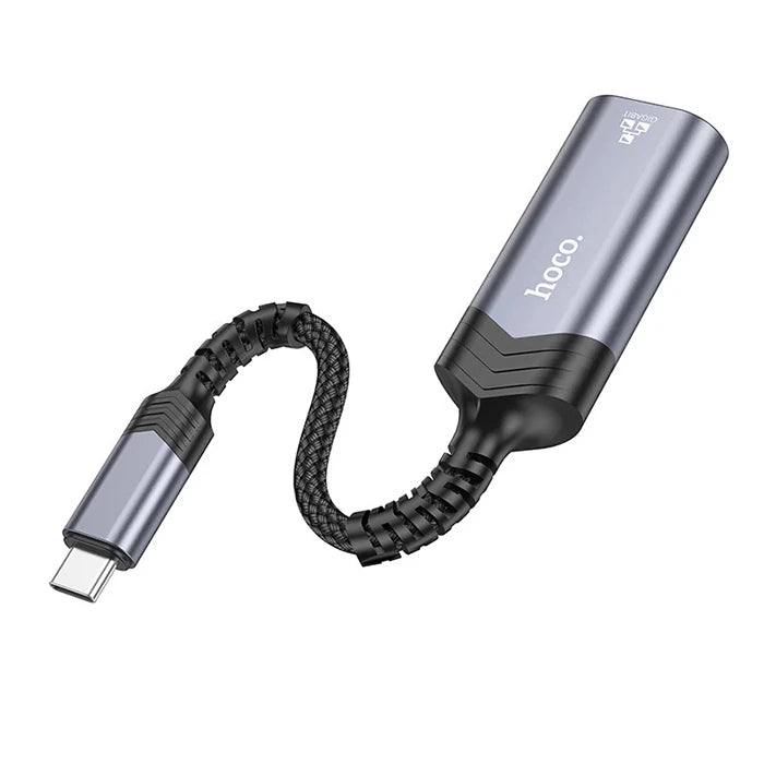 Hoco UA26 Type-c OTG RJ45 İnternet Adaptörü Dönüştürücü 1000 Mbps-(5775) - Gri