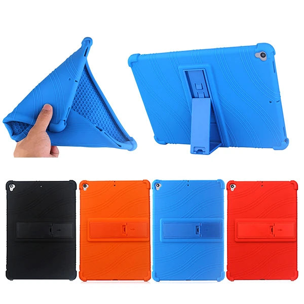 İPad 7 10.2 inch- İPad Air 3 10.5 inch Kılıf Standlı Darbe Emici Silikon Kılıf-(5775) - Açık Mavi