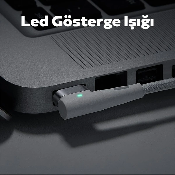 Baseus Zinc Manyetik L Uçlu 60W Macbook Hızlı Şarj Güç Kablosu 2m-(5775) - Beyaz