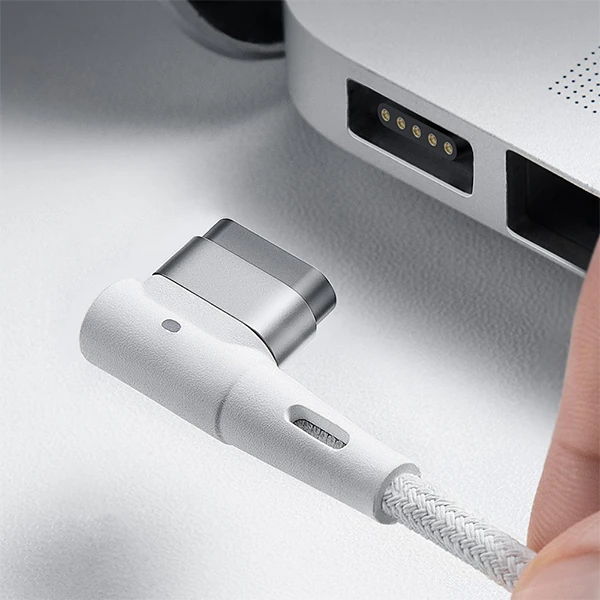 Baseus Zinc Manyetik L Uçlu 60W Macbook Hızlı Şarj Güç Kablosu 2m-(5775) - Beyaz