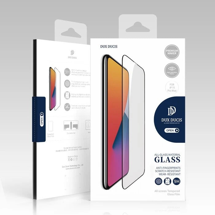 Dux Ducis iPhone 15 Full Kaplama Tempered Cam Ekran Koruyucu-(5775) - Siyah
