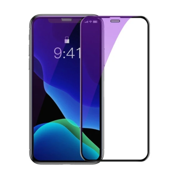 Baseus İPhone XS-X 5.5 Ekran Koruyucu Full Anti Blue Light Tempered Cam Ekran Koruyucu 2 A-(5775) - Siyah