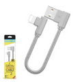 Ally İphone Lightning Eğik Başlı Halat Usb Kablo 20cm-(5775) - Gri