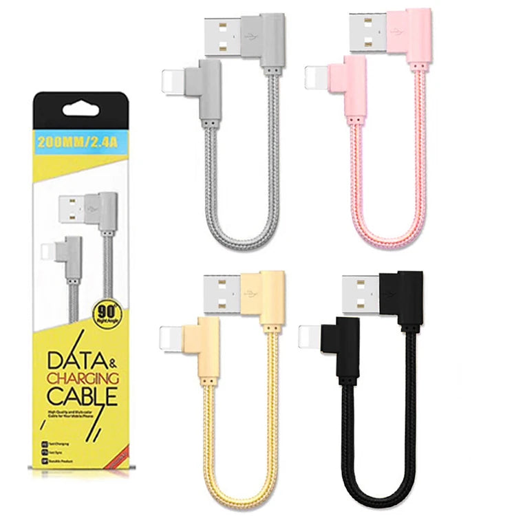 Ally İphone Lightning Eğik Başlı Halat Usb Kablo 20cm-(5775) - Gri