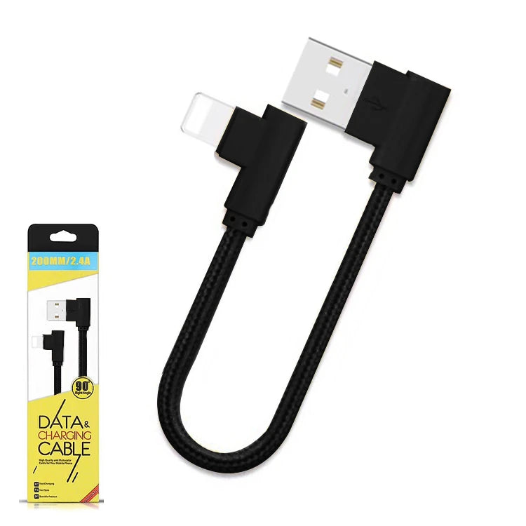 Ally İphone Lightning Eğik Başlı Halat Usb Kablo 20cm-(5775) - Gri