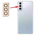 Sm Galaxy S21 Plus G996 Metal Çerçeveli Kamera Lens Koruyucu Full Set-(5775) - Gümüş