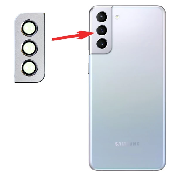 Sm Galaxy S21 Plus G996 Metal Çerçeveli Kamera Lens Koruyucu Full Set-(5775) - Gümüş