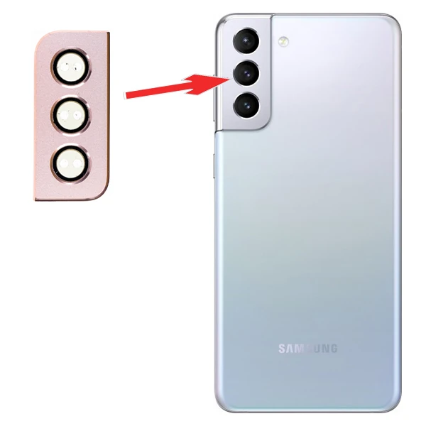 Sm Galaxy S21 Plus G996 Metal Çerçeveli Kamera Lens Koruyucu Full Set-(5775) - Gümüş