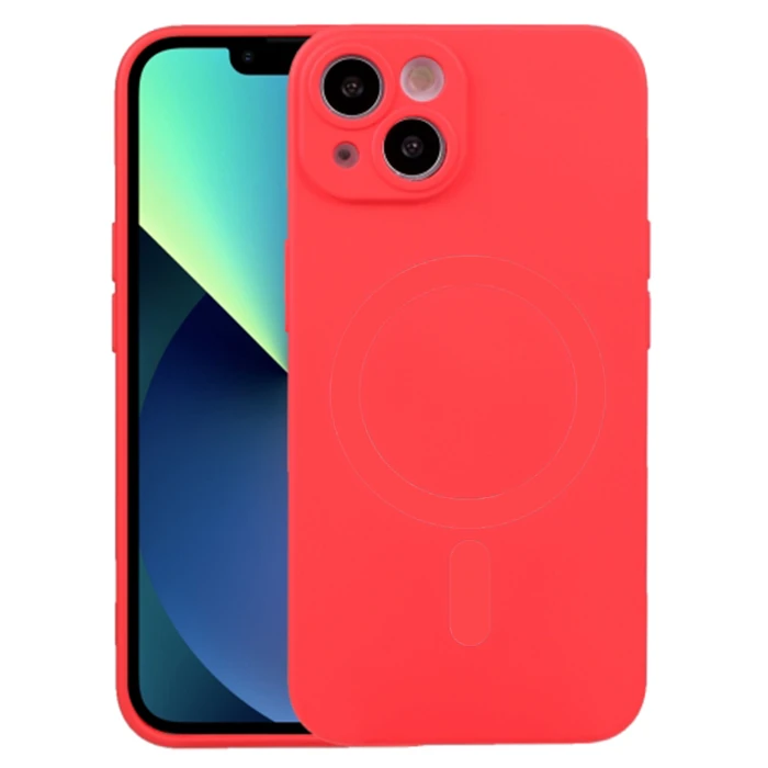 ALLY iPhone 14 Plus 6.7inç Liquid Silica Magsafe Uyumlu Silikon Kılıf-(5775) - Bej
