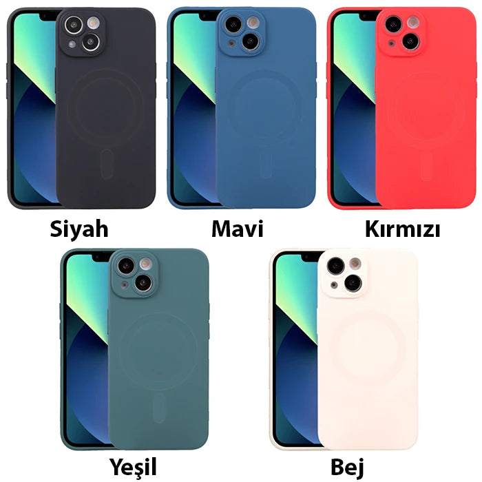 ALLY iPhone 14 Plus 6.7inç Liquid Silica Magsafe Uyumlu Silikon Kılıf-(5775) - Bej