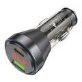 HOCO NZ12B Unimpeded PD48W USB + Type-C Araç Çakmaklık Hızlı Şarj Aleti-(5775) - Siyah