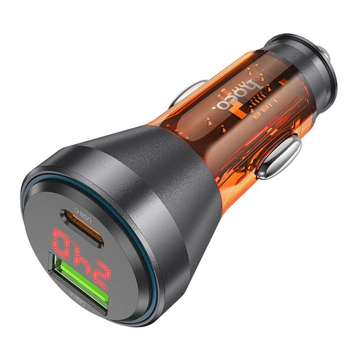 HOCO NZ12B Unimpeded PD48W USB + Type-C Araç Çakmaklık Hızlı Şarj Aleti-(5775) - Siyah